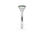 Solitaire Engagement Ring Setting for Fancy Green Radiant Cut Center with Cathedral Band and Prong Head in Sterling Silver