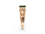 Solitaire Engagement Ring Setting for Fancy Green Emerald Cut Center with Filigree Accent Basket and Prong Head in Rose Gold