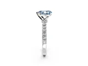 Open Basket Engagement Ring Setting for Fancy Blue Pear-Shaped Center with Pave Band and Prong Head in Sterling Silver