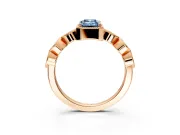 Vintage Station Engagement Ring Setting for Fancy Blue Emerald Cut Center with Accents and Prong Head in Rose Gold