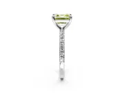 Solitaire Engagement Ring Setting for Fancy Yellow Asscher Cut Center with Fine Pave Narrow Band and Prong Head in White Gold