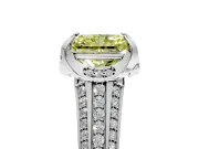 Solitaire Engagement Ring Setting for Fancy Yellow Radiant Cut Center with Accented Split Shank and Prong Head in Sterling Silver