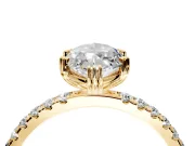 Solitaire Engagement Ring Setting for Marquise Center with Pave Band and Claw Prong Head in Yellow Gold