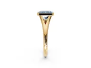 Solitaire Engagement Ring Setting for Fancy Blue Radiant Cut Center with V Split Shank and Bezel Head in Yellow Gold