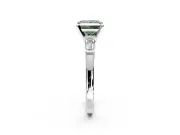 3 Stone Engagement Ring Setting for Fancy Green Princess Cut Center with Channel Baguette Accents and Prong Head in Sterling Silver
