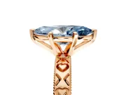 Solitaire Engagement Ring Setting for Fancy Blue Marquise Center with XO Engraved Band and Prong Head in Rose Gold