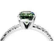 Solitaire Engagement Ring Setting for Fancy Green Emerald Cut Center with Large Accents and Prong Head in Platinum