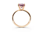 Minimalist Solitaire Engagement Ring Setting for Fancy Pink Radiant Cut Center with Thin Band and Prong Head in Rose Gold