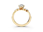 Solitaire Engagement Ring Setting for Marquise Center with Marquise Accent Twist Band and Prong Head in Yellow Gold
