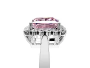 Starburst Halo Engagement Ring Setting for Fancy Pink Princess Cut Center with Flat Cathedral Band and Prong Head in White Gold