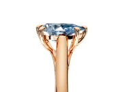 Solitaire Engagement Ring Setting for Fancy Blue Pear-Shaped Center with Cathedral Band and Prong Head in Rose Gold