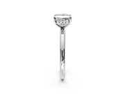 Hidden Halo Engagement Ring Setting for Princess Cut Center with Thin Rounded Band and Prong Head in White Gold