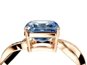 Solitaire Engagement Ring Setting for Fancy Blue Asscher Cut Center with Twisted Pave Band and Prong Head in Rose Gold