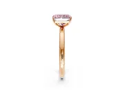 Low-Set Solitaire Engagement Ring Setting for Fancy Pink Radiant Cut Center with Thin Plain Band and Prong Head in Rose Gold