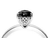 Solitaire Engagement Ring Setting for Fancy Black Pear-Shaped Center with Fine Wire Band and Prong Head in White Gold