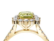 Halo Engagement Ring Setting for Fancy Yellow Radiant Cut Center with Single-Row Pave, Open Basket and Prong Head in Yellow Gold