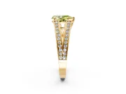 Split Shank Engagement Ring Setting for Fancy Yellow Pear-Shaped Center with Pave Split Shank and Prong Head in Yellow Gold