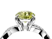 Solitaire Engagement Ring Setting for Fancy Yellow Round Cut Center with Half-Pave Crossover Band and Prong Head in Sterling Silver
