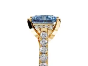 Solitaire Engagement Ring Setting for Fancy Blue Radiant Cut Center with Widening Pave Band and Claw Prong Head in Yellow Gold