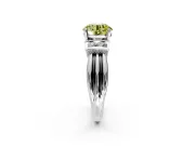 Solitaire Engagement Ring Setting for Fancy Yellow Round Cut Center with Grooved Bar Accent Band and Prong Head in White Gold
