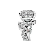 Solitaire Engagement Ring Setting for Cushion Cut Center with Marquise Accent Twist Band and Prong Head in Platinum