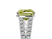 Solitaire Engagement Ring Setting for Fancy Yellow Asscher Cut Center with Pave Split Shank and Prong Head in White Gold