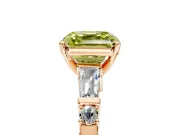 Bar-Set Engagement Ring Setting for Fancy Yellow Asscher Cut Center with Tapered Baguette Accents and Prong Head in Rose Gold