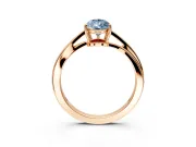 Solitaire Engagement Ring Setting for Fancy Blue Pear-Shaped Center with Plain Bypass Twist Band and Prong Head in Rose Gold