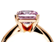 Solitaire Engagement Ring Setting for Fancy Pink Asscher Cut Center with Knife Ridge Band and Claw Prong Head in Rose Gold