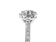 Solitaire Engagement Ring Setting for Round Cut Center with Channel Accents and Prong Head in Sterling Silver