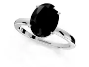 Hidden Halo Engagement Ring Setting for Fancy Black Oval Center with Plain Band and Tall Prong Head in Sterling Silver