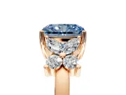 Floral Engagement Ring Setting for Fancy Blue Radiant Cut Center with Marquise Cluster Shoulders and Prong Head in Rose Gold