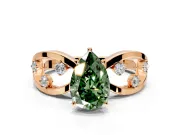 Solitaire Engagement Ring Setting for Fancy Green Pear-Shaped Center with Criss-Cross Accent Band and Prong Head in Rose Gold
