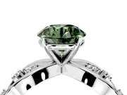 Solitaire Engagement Ring Setting for Fancy Green Round Cut Center with Criss-Cross Accent Band and Prong Head in Platinum