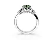 Floral Engagement Ring Setting for Fancy Green Round Cut Center with Marquise Cluster Shoulders and Prong Head in White Gold