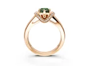 Solitaire Engagement Ring Setting for Fancy Green Radiant Cut Center with Wide Band, Pave Collar and Prong Head in Rose Gold