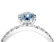 Solitaire Engagement Ring Setting for Fancy Blue Pear-Shaped Center with Fine Pave Band and Claw Prong Head in Sterling Silver
