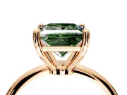 Minimalist Solitaire Engagement Ring Setting for Fancy Green Princess Cut Center with Thin Band and Prong Head in Rose Gold