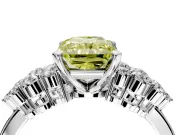 Cluster Engagement Ring Setting for Fancy Yellow Radiant Cut Center with 2-Row Shoulder Clusters and Prong Head in White Gold