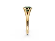 Solitaire Engagement Ring Setting for Fancy Green Cushion Cut Center with V Split Shank and Bezel Head in Yellow Gold
