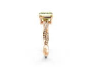 Solitaire Engagement Ring Setting for Fancy Yellow Asscher Cut Center with Twisted Pave Band and Prong Head in Rose Gold