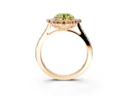 Sunburst Halo Engagement Ring Setting for Fancy Yellow Round Cut Center with Pave Band and Prong Head in Rose Gold