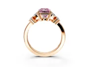 Floral Engagement Ring Setting for Fancy Pink Radiant Cut Center with Marquise Cluster Shoulders and Prong Head in Rose Gold