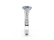 Solitaire Engagement Ring Setting for Fancy Blue Pear-Shaped Center with Channel Band and Double Claw Prong Head in Platinum