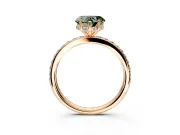 Solitaire Engagement Ring Setting for Fancy Green Heart-Shaped Center with Fine Pave Band and Prong Head in Rose Gold