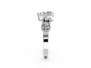 Leaf Engagement Ring Setting for Pear-Shaped Center with Milgrain Accent Band and Prong Head in Platinum
