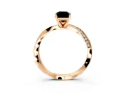 Side Accent Engagement Ring Setting for Fancy Black Emerald Cut Center with Accent Shoulders and Prong Head in Rose Gold