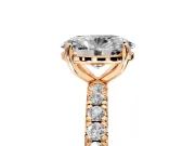 Solitaire Engagement Ring Setting for Oval Center with Shared-Prong Accents and Prong Head in Rose Gold