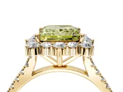 Halo Engagement Ring Setting for Fancy Yellow Princess Cut Center with Single-Row Pave, Open Basket and Prong Head in Yellow Gold