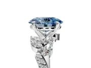 Solitaire Engagement Ring Setting for Fancy Blue Oval Center with Marquise Accent Twist Band and Prong Head in White Gold